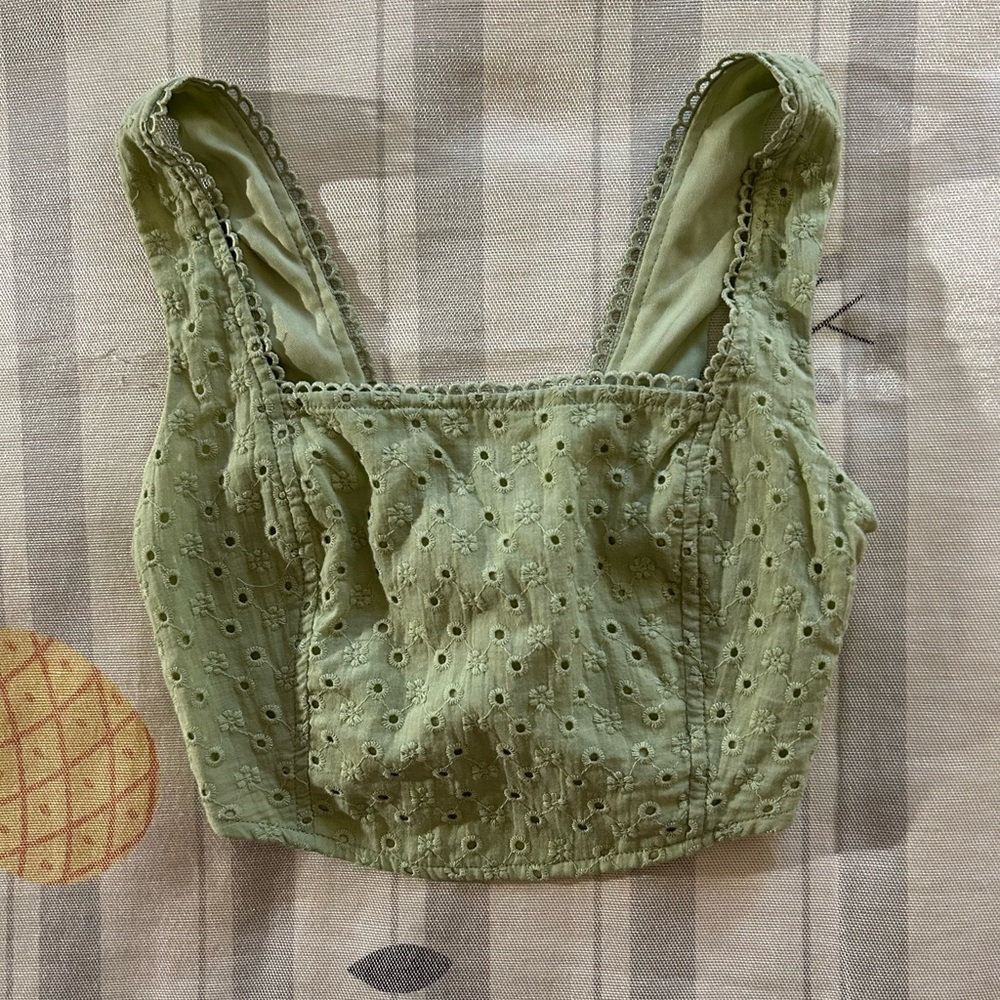 Altar’d State Green Crotchet Top
